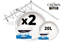 2 x 10 LITRE Crown Matt Emulsion Walls Ceilings Paint Pure Brilliant White Dulux