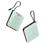 VRURC Batterie Externe 10000mAh avec 4 Câbles Intégrés Mini et Mince Batterie Portable USB C 22.5W Charge Rapide Power Bank avec Affichage LED pour iPhone Huawei Samsung Xiaomi (Vert)