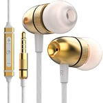 Betron ELR50 Earphones with Microphone Noise Isolating Wired In-Ear Headphones Dynamic Bass Gold