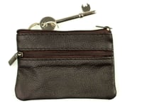 Brown Leather Key Coin and Card Purse Wallet with zip  11.5cm x 8cm