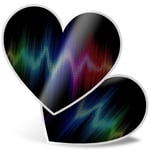 2 x Heart Stickers 7.5 cm - Equaliser Audio Music Sound Waves  #16006