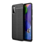 Samsung Galaxy A41 - Gummi cover i Læder Design - Sort