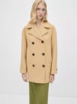 Mango Modena Wool Blend Double Breasted Coat, Sand