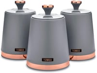 Tower Cavaletto Canisters Set with Rose Gold Accents T826131GRY (Grey)