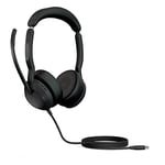 Jabra Evolve2 50 Wired Stereo Headset Air Comfort Technology, Noise-cancelling Mics, and Active Noise Cancellation - Works with all Leading UC Platforms such as Zoom and Google Meet - Black