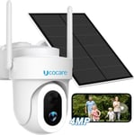 4Mp Camera Surveillance Wifi Exterieure Sans Fil Solaire Avec 14 Lumières Blanches, 360° Caméra Ip Batterie, Panneau Solaire