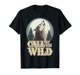 Call of the Wild Howling Wolf Under Full Moon T-Shirt