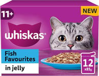 Whiskas 11+ Fish Selection in Jelly  85 g Pouches, Senior Cat Food, Pack of 12