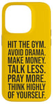 Coque pour iPhone 14 Pro Gym, argent, prière - Hustle, Success, Grind, Motivation