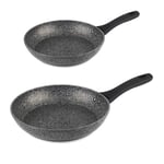 Salter COMBO-9285 Megastone Thermo Collar Frying Pan Set – 20/32 cm Pans, Non-Stick Coating 10 x Tougher, Corrosion & Scratch-Resistant Forged Aluminium, Heat Indicator Collar, Metal Utensil Safe