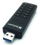 VERBATIM Clé USB sécurisée par clavier I USB-3.2 Gen 1 I 128 Go I avec protection par code d'accès et cryptage I incl. câble d'extension USB-A I USB-3 pour ordinateur portable & co I noir