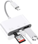 Lecteur De Carte Sd Pour I-Phone/I-Pad, 4 En 1 Adaptateur Light-Ning Vers Carte Sd, Adaptateur Carte De Caméra Sd, Lecteur Sd Compatible Avec I-Phone 14 13 12 11 X Xs Xr 8 7, I-Pad Mini Air Pro