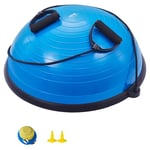 VEVOR Demi-ballon Fitness 62 cm, Ballon d'Équilibre Capacité 300 kg, Station d'Équilibre avec Bande de Résistance et Pompe à Pied, Entraînement Complet du Corps, Domicile, Gym, Gymnastique, Bleu