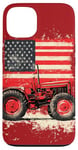 Coque pour iPhone 13 Rouge abstrait ethnique tracteur patriotique drapeau américain ferme