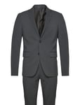 Lindbergh Plain Mens Suit - Normal Lenght Grå