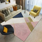 Tapis Salon Géométrique Triangles Moderne Rose Gris Poils Courts Tapis Antidérapant Velours Enfants Tapis Chambre Basse De Canapé Table Tapis De