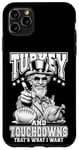 Coque pour iPhone 11 Pro Max Turquie & Touchdowns Ballon de football amusant pour Thanksgiving Uncle Sam