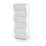 Commode Matteo, Commode 6 tiroirs, Commode de chambre, 100% Made in Italy, 50x40h122 cm, Blanc brillant