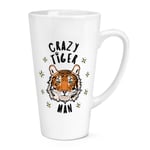 Crazy Tiger Man Stars 17oz Large Latte Mug Cup - Funny Animal Cat