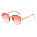 ZZOW Fashion Oversized Square Cut Rimless Women Sunglasses Grey Pink Tea Gradient Lens Eyewear Ladies Sun Glasses Shades Uv400