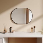 EMKE Miroir Mural Ovale Noir 45 x 60 cm avec Cadre Noir - Miroir Mural HD décoratif Horizontal/Vertical pour Couloir, Salle de Bain, Salon