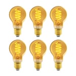 Amazon Basics Lot de 6 ampoules LED E27, vintage, verre ambré rétro de style antique, A60, 4 W (équivalent à 25 W), lumière ultra chaude 1800 K pour la décoration