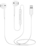 Écouteurs filaires avec connecteur Lightning, casque audio stéréo HiFi avec microphone et contrôle du volume intra-auriculaires compatibles avec iPhone 14/13/12/SE/11/X/XR/8/7 iOS