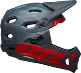 BELL Super DH Casque. Homme, Prime Matte Blue/Crimson, L