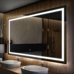 Moderne Miroir avec led Illumination Salle de Bain 120x70 cm sur Mesure led Lumineux Miroir avec Éclairage intégré Interrupteur Tactile LED015