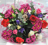 Homeland Florists Superb Mixed Fresh Flower Bouquet Delivered with a Single Large Naomi Velvet Rose at its Heart, Large, Red