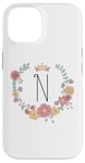 Coque pour iPhone 14 Cadeau personalisé pour fillettes thème princesses lettre N