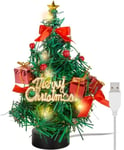 Goobay LED mini julgran med juldekoration, 15 mikro-LED i varmvitt (2700 K) och 75 cm USB-kabel, höjd ca 22 cm