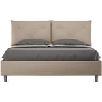 Lit capitonné sans sommier 160x200 Appia simili cuir gris tourterelle