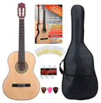 Pack Guitare Acoustique Classique 4/4 Gaucher Debutants Set Housse Accordeur