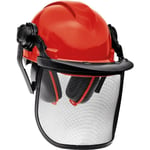 Casque de protection forestier complet - EINHELL - Bandeau réglable, visière escamotable, oreillettes anti-bruit