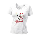 T-Shirt Femme Col V Just Fontaine Vintage Footballeur Foot Star