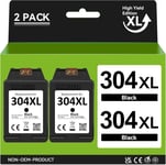 Cartouche Encre 304 XL Noir,304XL Noir Compatibles avec Cartouche HP 304 Noir pour HP Envy 5000 5030 5010 5020 5032 5020 Deskjet 3750 2630 2620 2622 3720 3730 3760(2 Noir)(Q156)