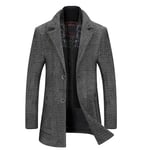 Mens Winter Coat Slim Fit Padded Wool Trench Coats Long Thick Elegant Jacket Overcoat