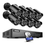 ANNKE CCTV Camera System Outdoor, Smart Human/Vehicle Detection, 8 x 2MP Security Bullet Cameras and 3K Lite 8CH Surveillance DVR with 1TB HDD, Play Back, Email Alert with Images,IP66 Weatherproof