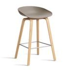 HAY About a Stool 32 Low barstol lackerat ekstativ 2.0 Khaki-rostfritt stålstöd