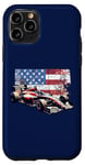 iPhone 11 Pro Vintage Auto Racing Car American Flag 4th of July, Auto Race Case