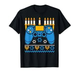 Jewish Gamer Video Game Controller Menorah Candles Hanukkah T-Shirt