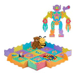 Relaxdays Tapis de Jeu, Puzzle 4x4 pièces, avec Bordure, Motifs Robots, Mousse, sans polluants, bébés et Enfants, coloré