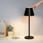 Trådlös bordslampa, LED bordslampa med batteri, dimmer, touch-switch & USB-C laddning, aluminium bordslampa