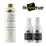 RENEWHAIR Brazilian Afro Keratin Hair Smoothing System 1000ml + Shampoo Cond Set