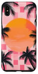 Coque pour iPhone XS Max Rose Art Déco Plage à Carreaux Coucher De Soleil Océan Whimsical Palm