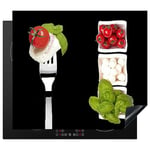 KitchenYeah© Protection Plaque Induction 57x51 cm Protege Deco Cuisine Cache Protège De Cuisson Accessoires Herbes - Tomate - Mozzarella - Caprese - 57x51 cm