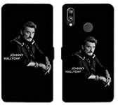 Cokitec RV Housse Cuir Portefeuille pour Huawei P30 Lite Johnny Hallyday Noir