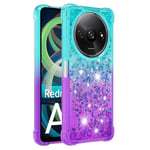 SKALO Xiaomi Redmi A3 Juoksuhiekka Glitter Sydämet TPU kuori - Turkoosi-Violetti