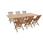 SALENTO - Ensemble table de jardin rectangulaire extensible et chaises pliantes en teck - Chaises X 6